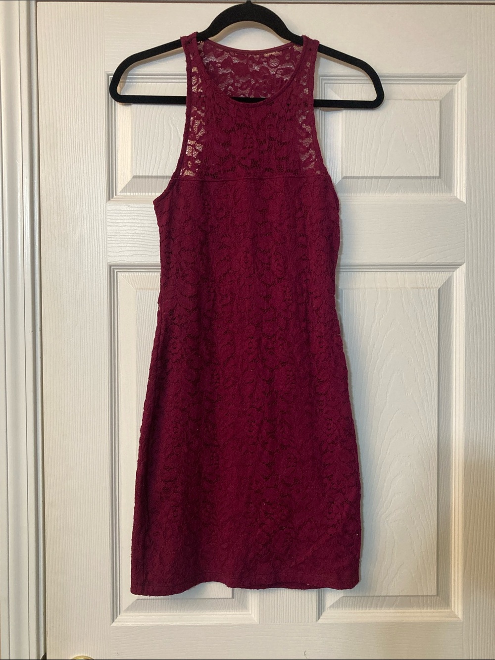 Hollister Raspberry Lace High-Neck Mini Dress